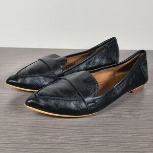 BP Kali Slip-On Flat, Black Leather, Womens Size 6 M